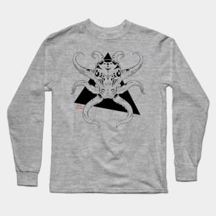 Mysteries Of The Deep - Geometric - Symmetrical - Black Octopus Long Sleeve T-Shirt